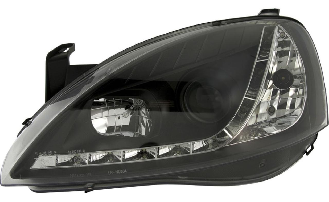 Set+de+phares+look-diurnes+sur+mesure+pour+Opel+Corsa+C+2000-2004+-+Noir